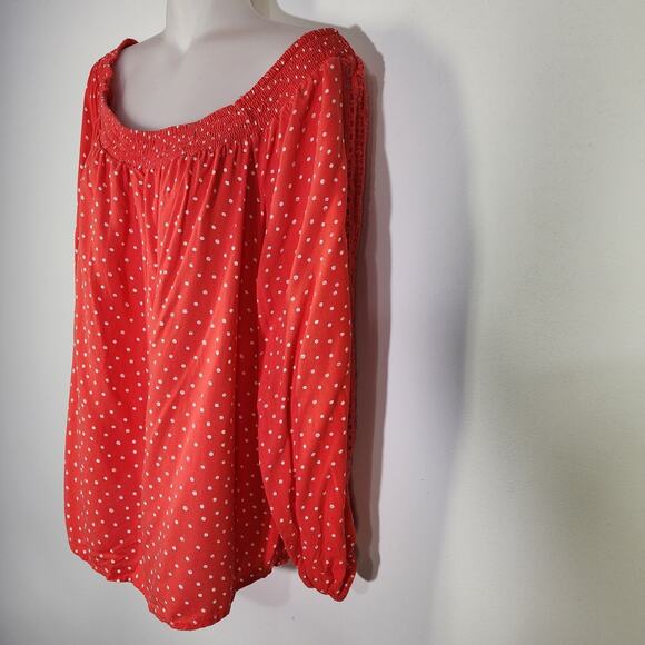 Maurices Womens Polka Dot Off The Shoulder Blouse Crochet Long Sleeve Size XL - Picture 4 of 12